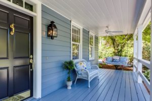 Front porch painted in different shades for the exterior of the home